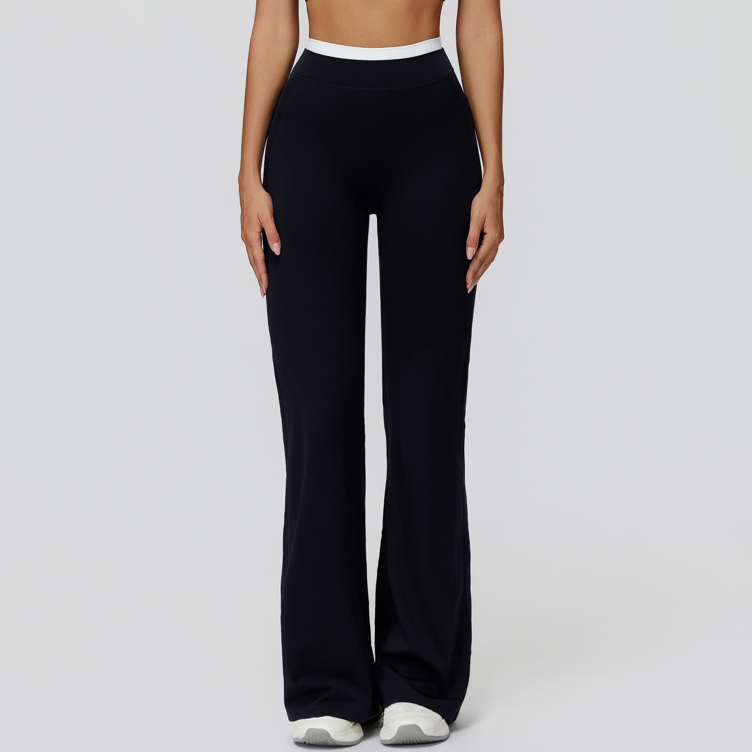 Womens High Waist Wide Leg Activewear Pants with V Waistband